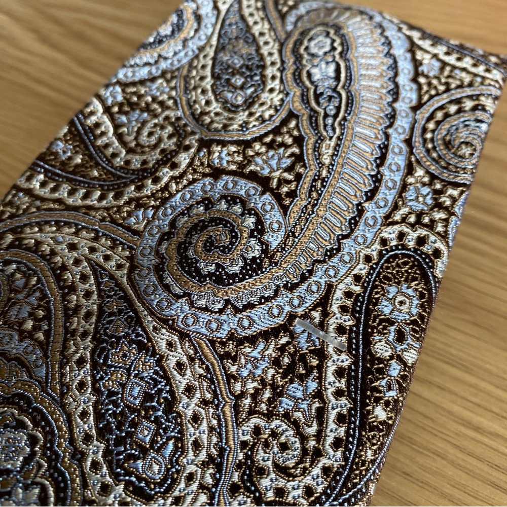 Pronto Uomo Silk Tie Embroidered Blue Paisley Excellent Condition